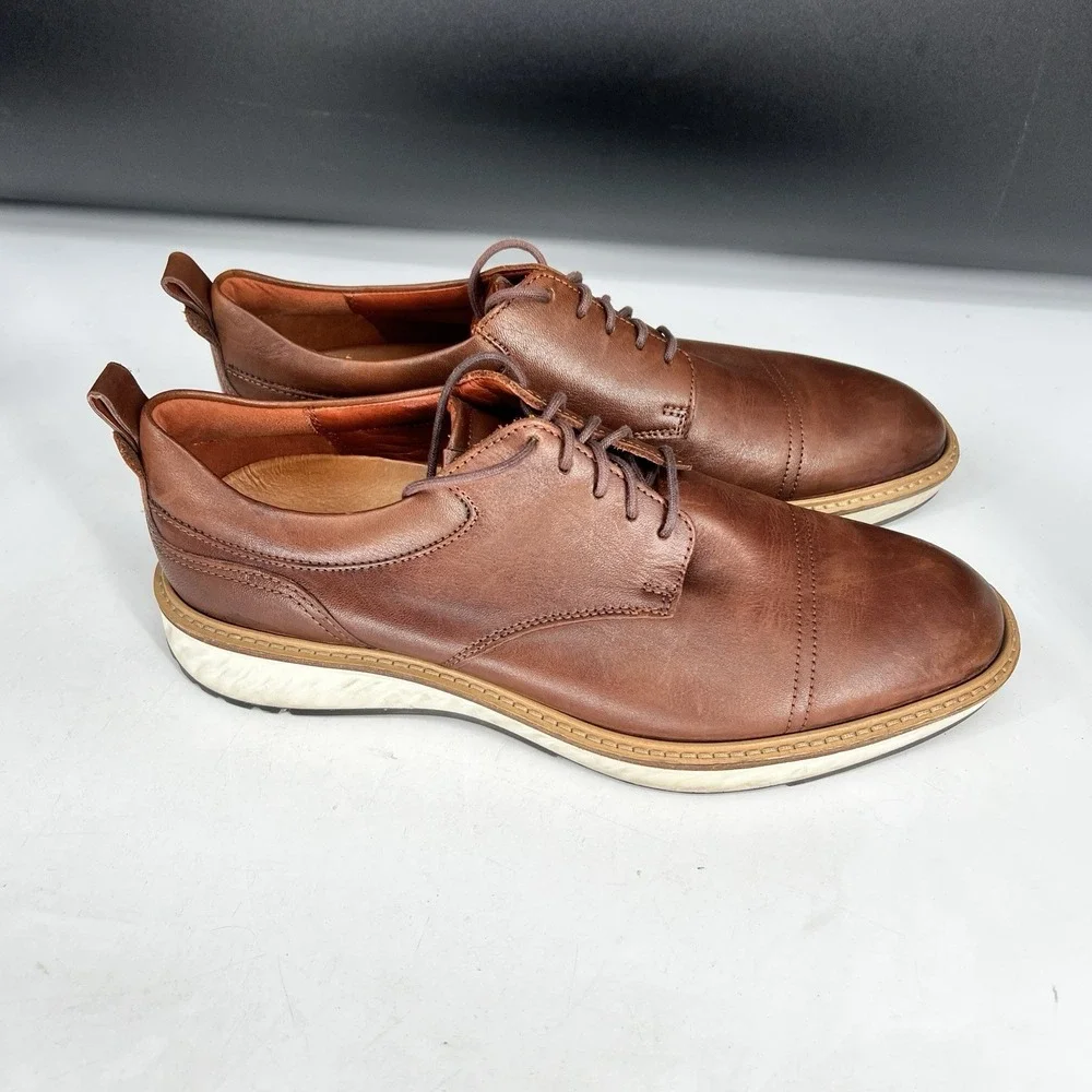 ECCO Men's St.1 Hybrid Derby Brown Cap Toe Dress Shoes EU 42 Size 8 - 8.5‎